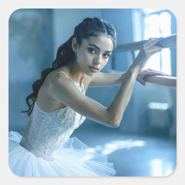 I LOVE BALLET - BALLET & DANCE QUADRATISCHER AUFKLEBER (Vorderseite)