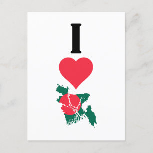 I Love Bangladesh Vertical Heart Country Carte