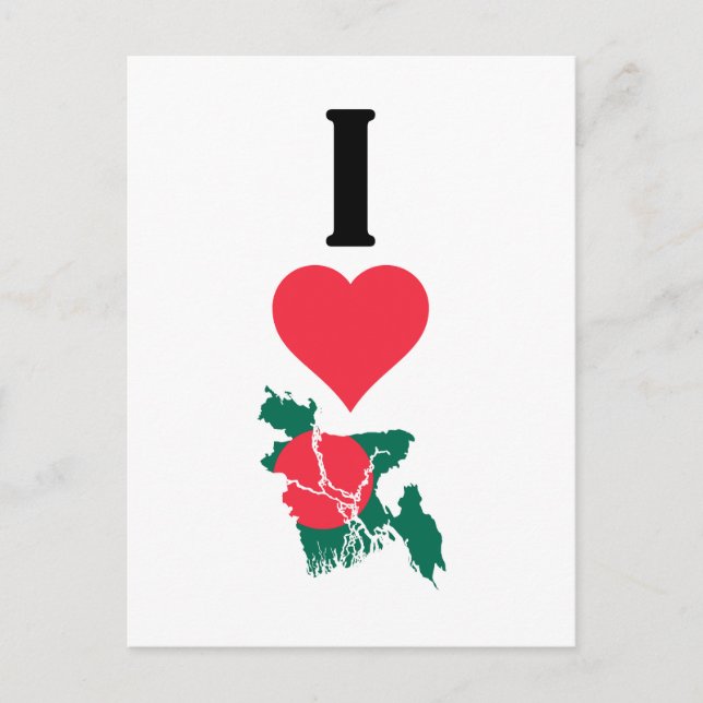 I Love Bangladesh Vertical Heart Country Carte (Devant)