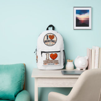 I Love Basketball Player & Fan Sports Design Bedruckter Rucksack