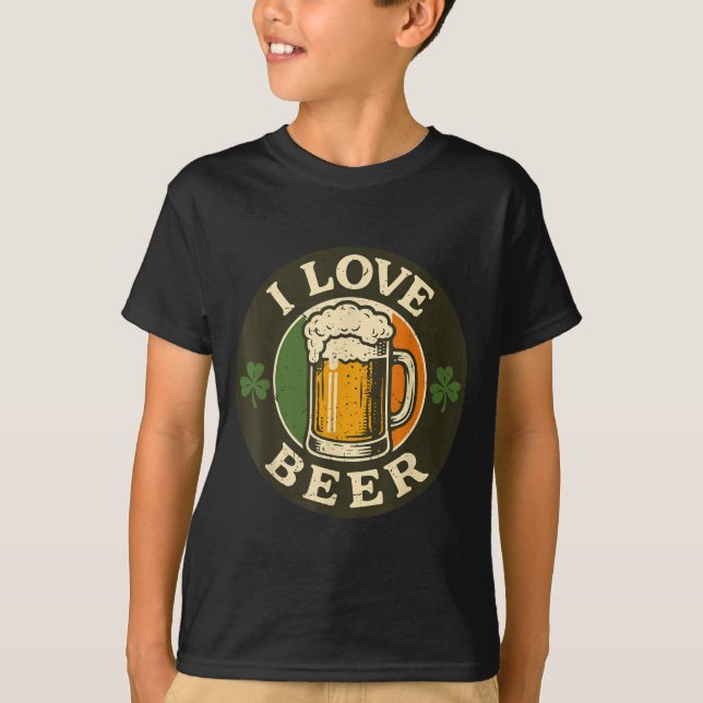 I Love Beer St Patrick Day Drinking Irieam Ireland T-Shirt (Vorderseite)