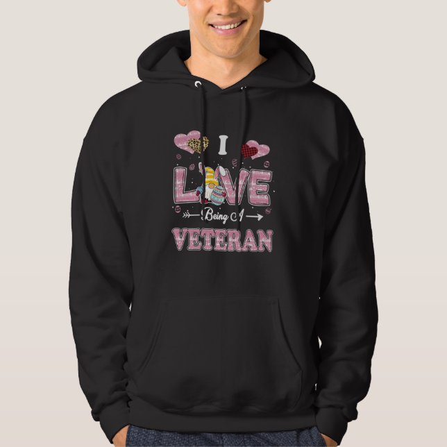 I Love Being Veteran Easter Gnome Job Title Hoodie (Vorderseite)