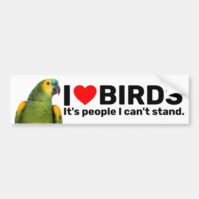 I Love Birds Parrot Autoaufkleber (Vorne)