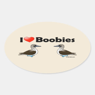 I Love Blue-footed Boobies Ovaler Aufkleber