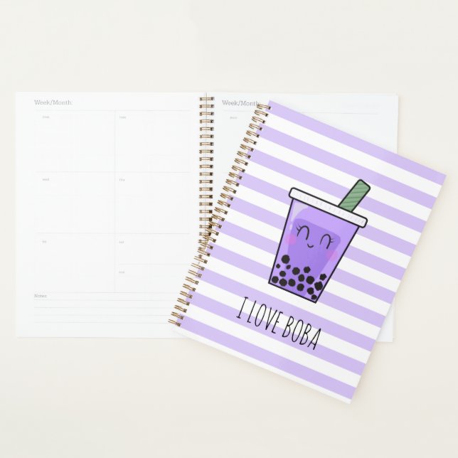 I Love Boba Kawaii Bubble Tea Taro Ube Purple  (Devant avec enveloppe)
