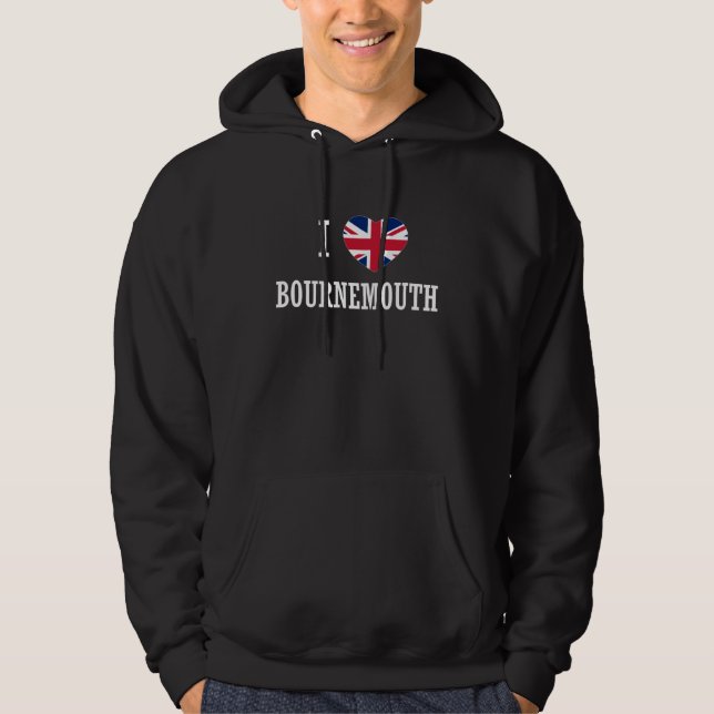 I Love Bournemouth England Union Jack Flag Heart E Hoodie (Vorderseite)