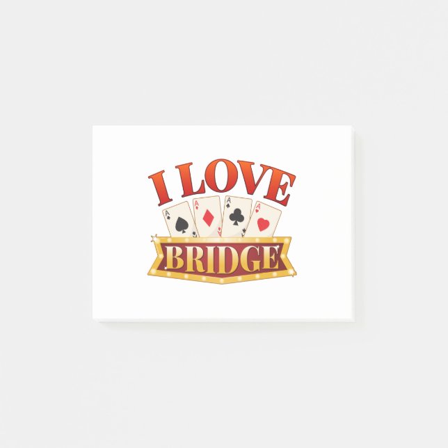 I Love Bridge Card Game Player Post-it Klebezettel (Vorderseite)
