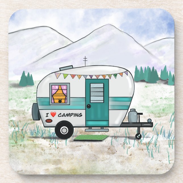 I Love Camping Dessous de verre (Devant)