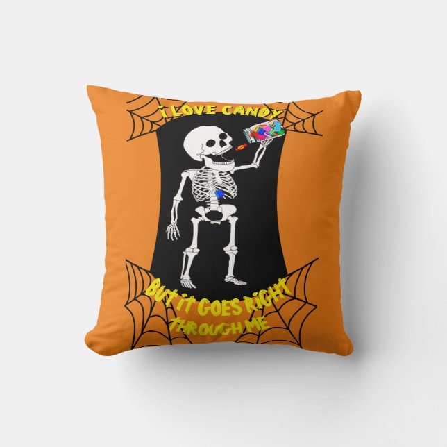 I Love Candy Skeleton Coussin (Recto)