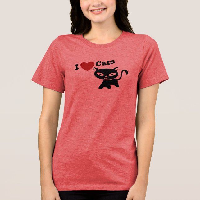 I Love Cat Tri-Blend Shirt (Vorderseite)