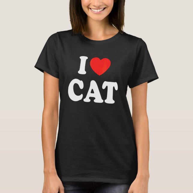 I Love Cat With A Red Heart T-Shirt (Vorderseite)