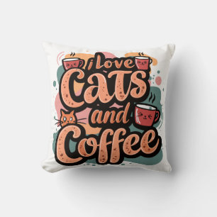I Love Cats and Coffee Coussin