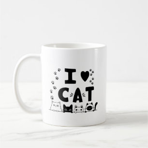 I Love Cats Mug - Cute Cat Print Coffee Cup - Cade