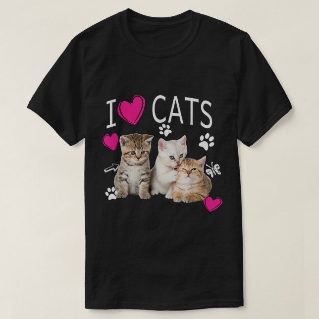 I Love Cats Shirt  Cat lover  I love Kittens  (Design vorne)