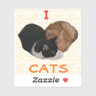 I Love Cats with Cat Heart Aufkleber