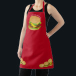 I Love Cheeseburgers Schürze<br><div class="desc">* National Cheeseburger Day is observed on September 18th. * Legend has it that at teenager, Lionel Sternberger, while working at his father's diner, accidently dropped a slice of cheese on a sizzling burger, created the cheeseburger. * The three burgers (Double Decker Hamburger, Regular Cheeseburger and Kiddie Burger) are separate...</div>