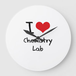 I love Chemistry Lab Große Wanduhr