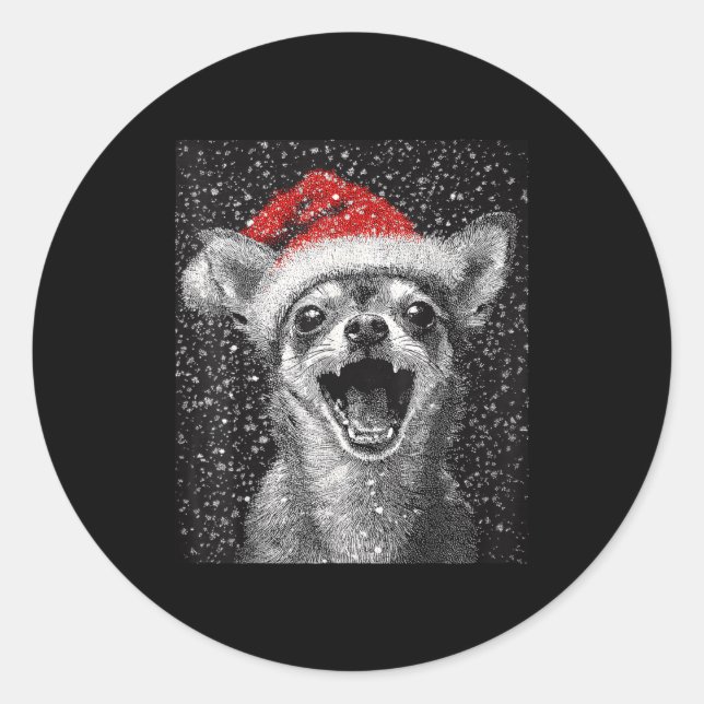 I Love Christmas Chihuahua  Runder Aufkleber (Vorderseite)