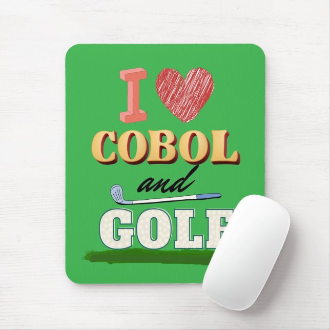 I Love Cobol Programming and Golf  Mousepad (Mit Mouse)