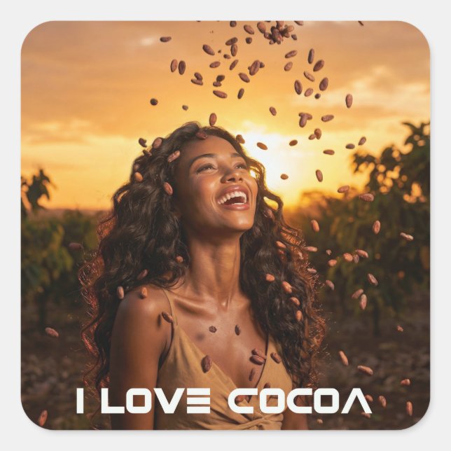 I LOVE COCOA QUADRATISCHER AUFKLEBER (Vorderseite)
