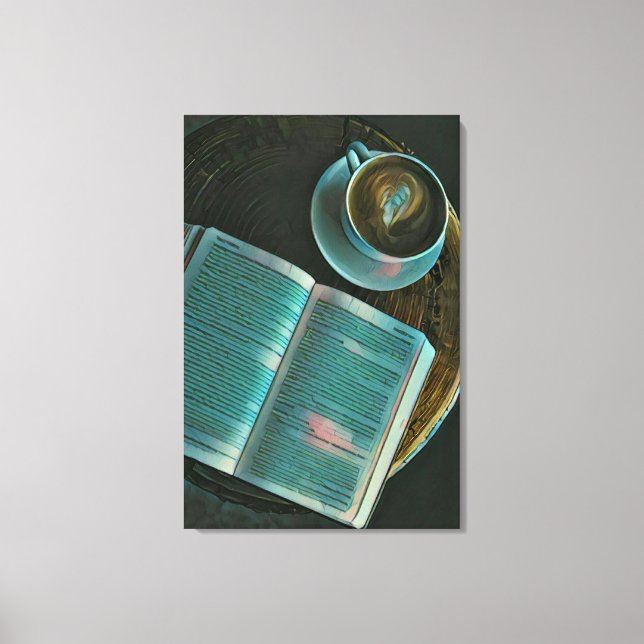 I love coffee and books leinwanddruck (Vorderseite)