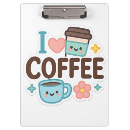 I Love Coffee Cute Kawaii Sticker – Adorable Coffe Klemmbrett