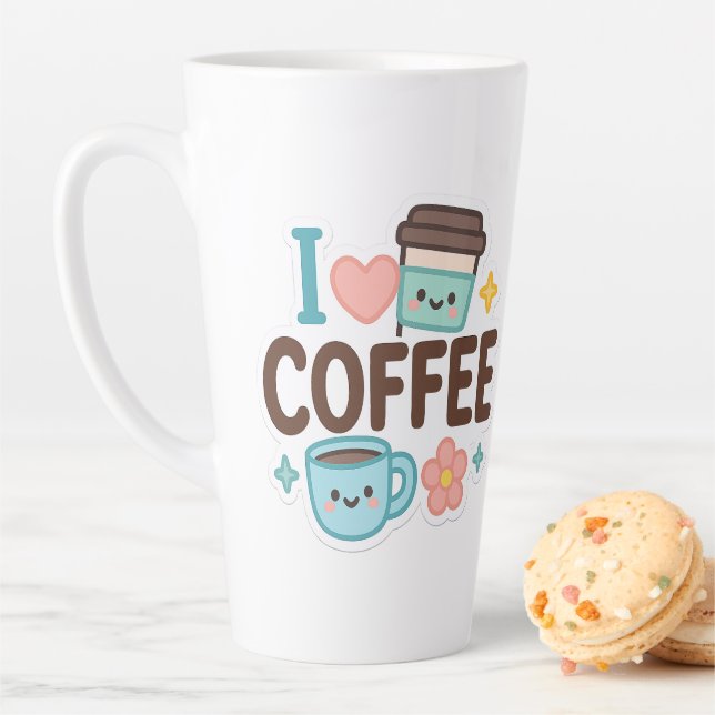 I Love Coffee Cute Kawaii Sticker – Adorable Coffe Milchtasse (Beispiel)