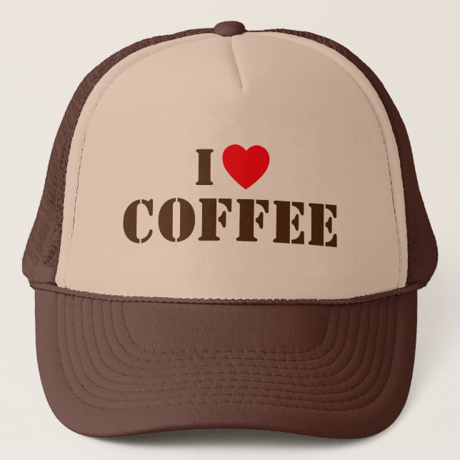 I Love Coffee™ Trucker Hat Truckerkappe (Vorderseite)