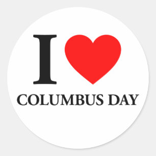 I Love Columbus Day Runder Aufkleber