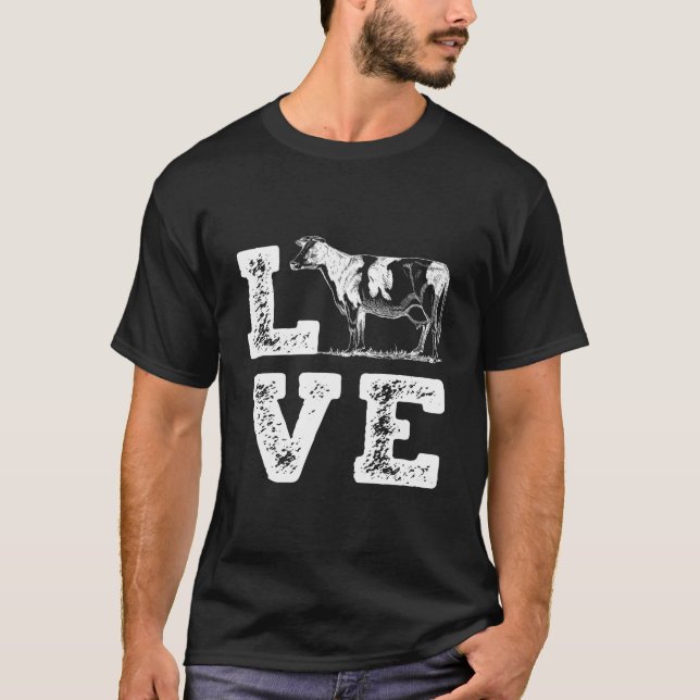 I Love Cows Cow Dairy Farmer Farm T-Shirt (Vorderseite)
