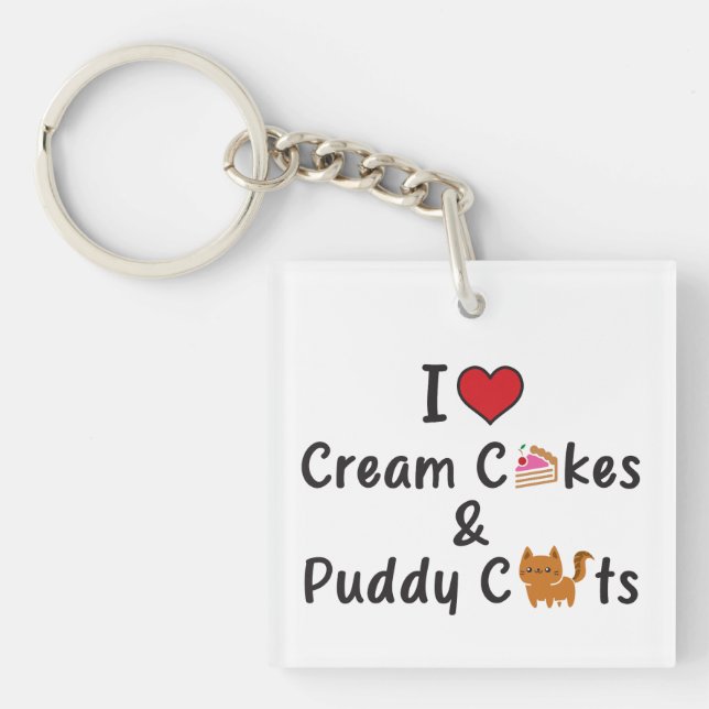 I Love Cream Cakes & Puddy Cats Schlüsselanhänger (Vorderseite)