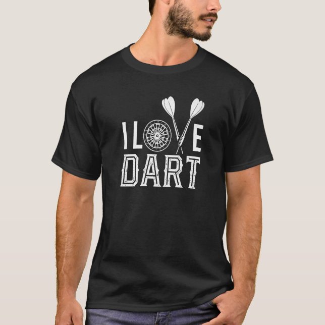 I Love Dart Team Player Darts Throw T-Shirt (Vorderseite)