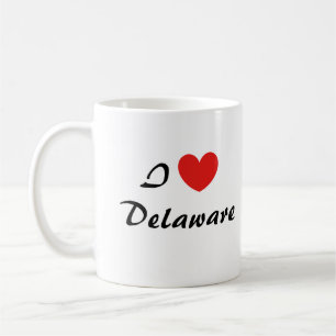 I Love Delaware Heart Typography Coffee Mug
