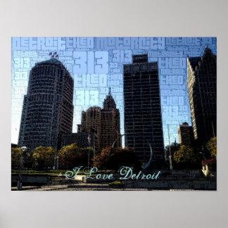 I love Detroit Poster - centre-ville de Hart Plaza