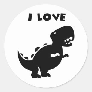 I Love Dinosaurs tyrannosaurus rex Silhouette Art Runder Aufkleber