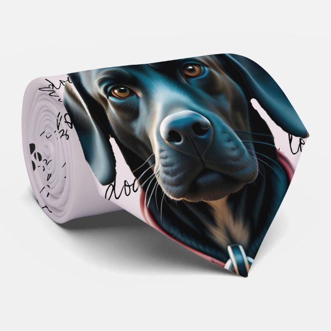I Love Dogs Black Labrador Cravate (Roulé)