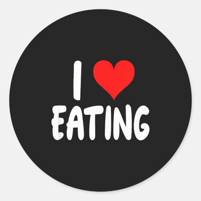 I Love Eating Food - Heart -  Runder Aufkleber (Vorderseite)