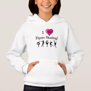I Love Figure Skating Girls Hoded Chemise & Coeur