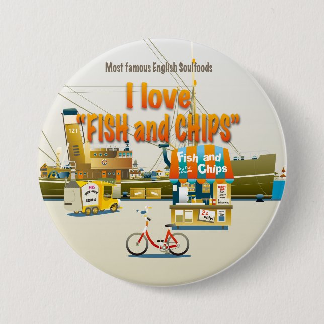 I love FISH & CHIPS Button (Vorderseite)