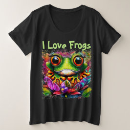 I Love Frogs Whimsical Abstrait Peinture Art
