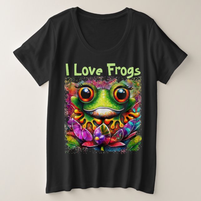 I Love Frogs Whimsical Abstrait Peinture Art (Design devant)