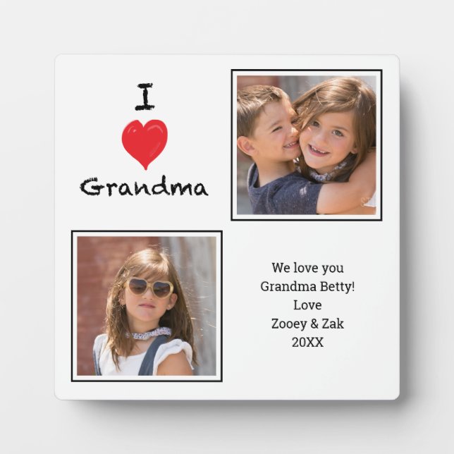 I Love Grand-mère 2 Plaque photo (Devant)