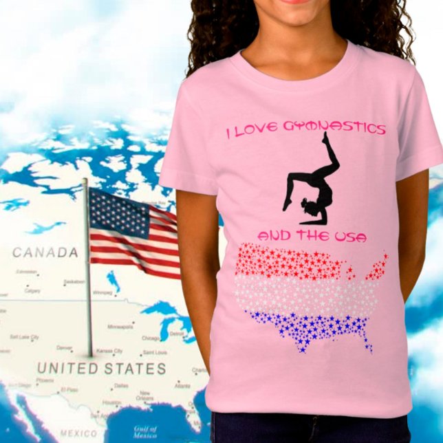 I Love Gymnastics and the USA T-Shirt (Von Creator hochgeladen)