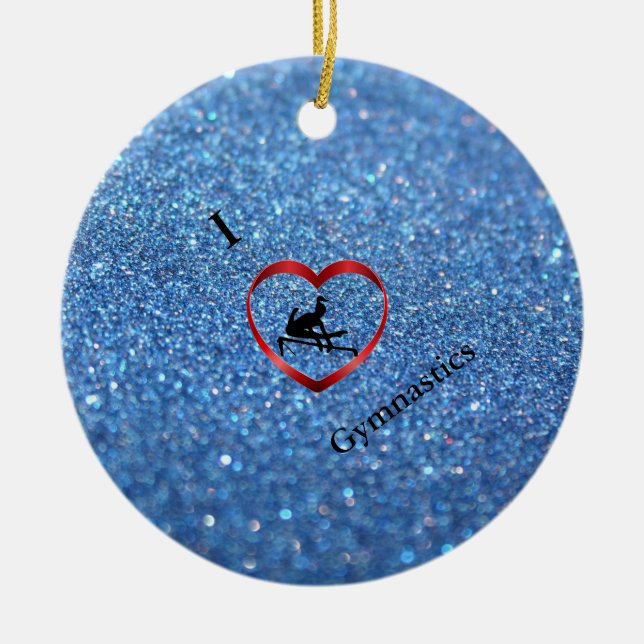 I Love Gymnastique Blue Sparkle Ornement (Devant)