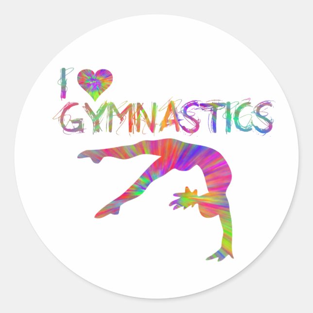 I Love Gymnastique Tie Dye Chemises Sacs Stickers  (Devant)