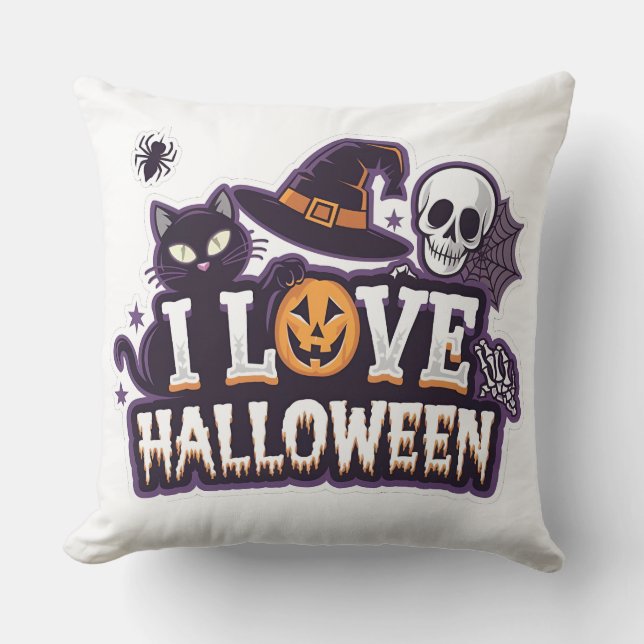 I Love Halloween Guest Throw Oreiller : Festive Ne (Recto)