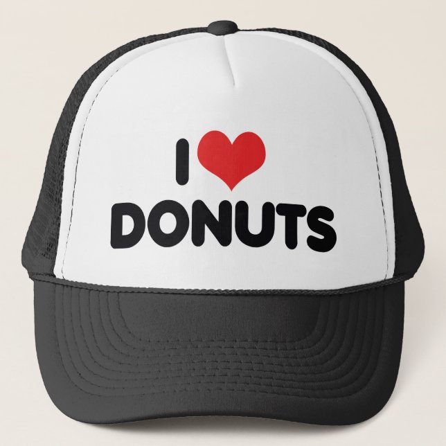I Love Heart Donuts - Donut Snack Food Sugar Lover Truckerkappe (Vorderseite)