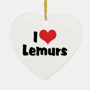 I Love Heart Lemurs Keramik Ornament