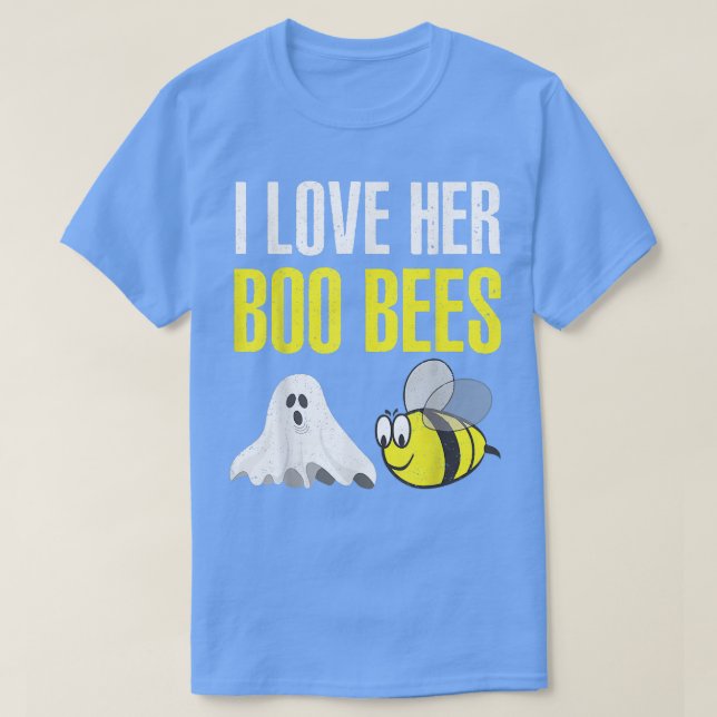 I Love Her Boo Bees Couples Halloween Adult Costum T-Shirt (Design vorne)