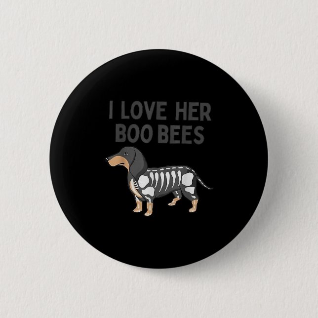 I Love Her Boo Bees Funny Halloween Dachshund Ween Button (Vorderseite)